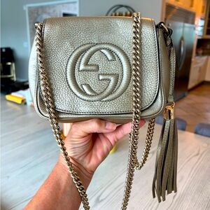 Gucci Gold Crossbody Bag with Tassel Detail